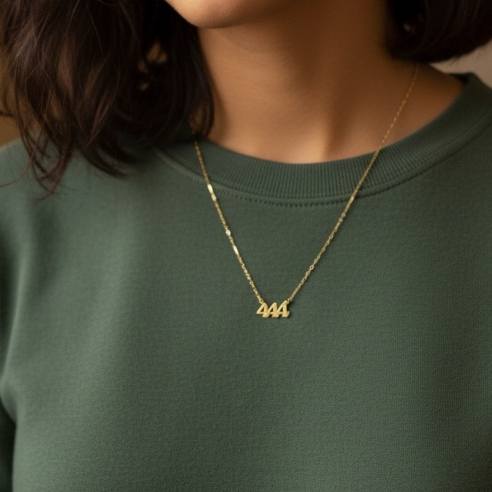 Goldfilled Necklace with Angels number 444 gold stainless steel Pendant